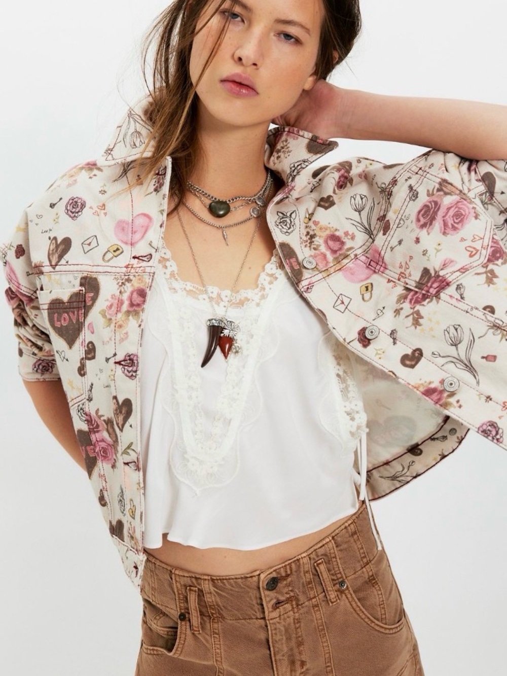 We the Free Opal Printed Denim Swing Jacket, SZ XS (Oversized!!!)  NWT